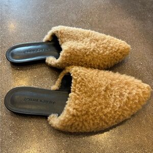 Jenni Kayne Shearling Mules Slip Ons Natural Made in Italy Luxury 39 8 7.5